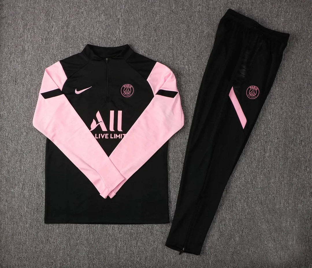 2021/2022 Psg Paris Saint-Germain Half-Pull Black Pink Sleeves Tracksuit