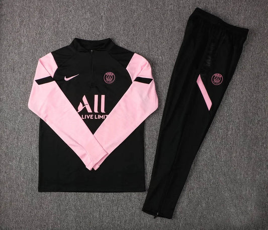 2021/2022 Psg Paris Saint-Germain Half-Pull Black Pink Sleeves Tracksuit