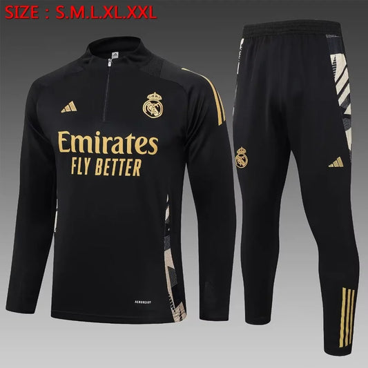 2024/2025 Real Madrid Half-Pull Black Tracksuit