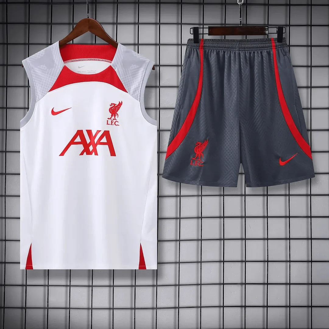 2023/2024 Liverpool pre-match training White Jersey+Shorts
