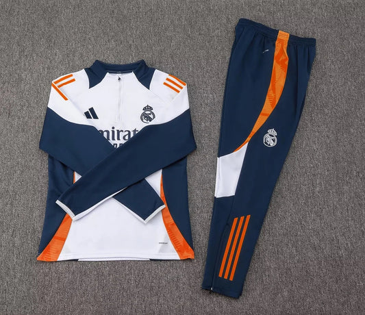 2024/2025 Real Madrid Half-Pull White-Black Tracksuit