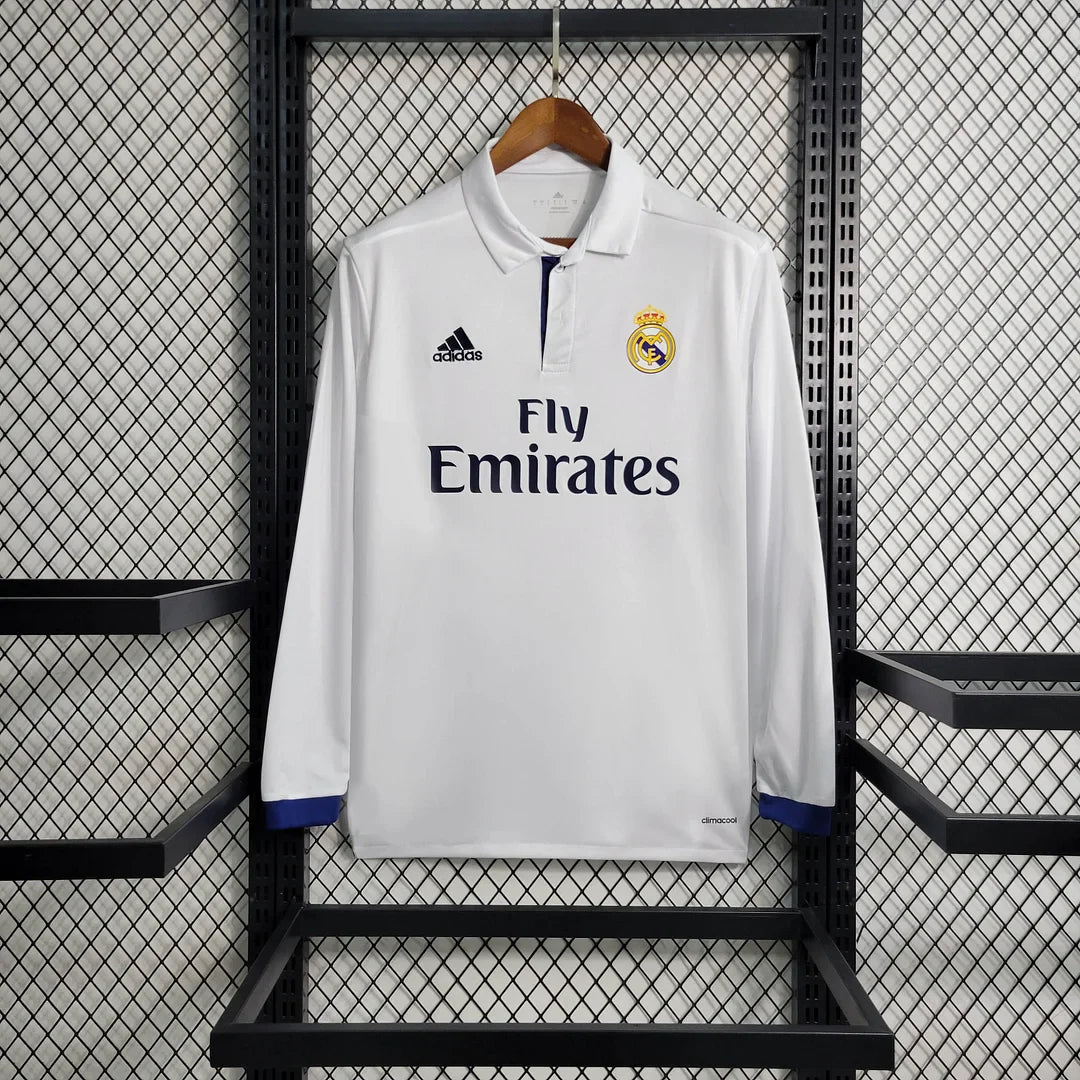 2016/2017 Retro Long Sleeve Real Madrid Home Football Shirt