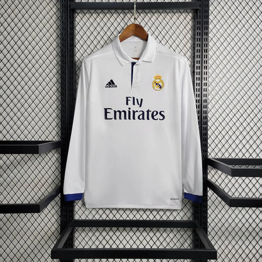 2016/2017 Retro Long Sleeve Real Madrid Home Football Shirt