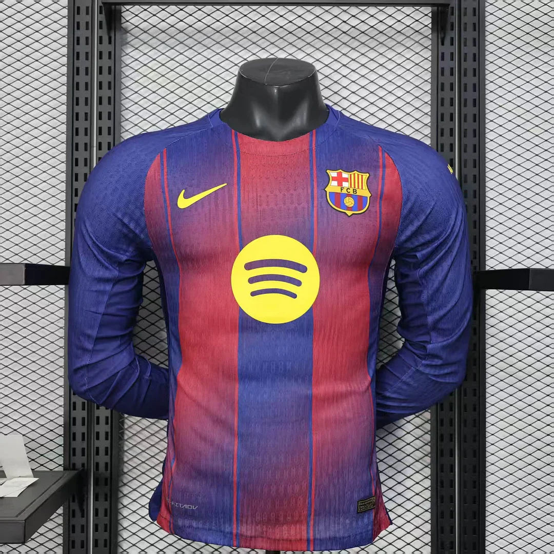 2025/2026 Long Sleeve Barcelona Home Football Shirt - Player Version