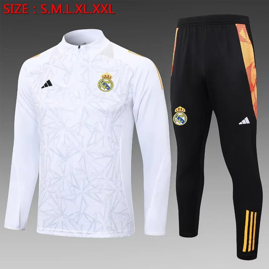2024/2025 Real Madrid Half-Pull White Tracksuit