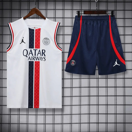 2023/2024 Psg Paris Saint-Germain pre-match training White Jersey+Shorts