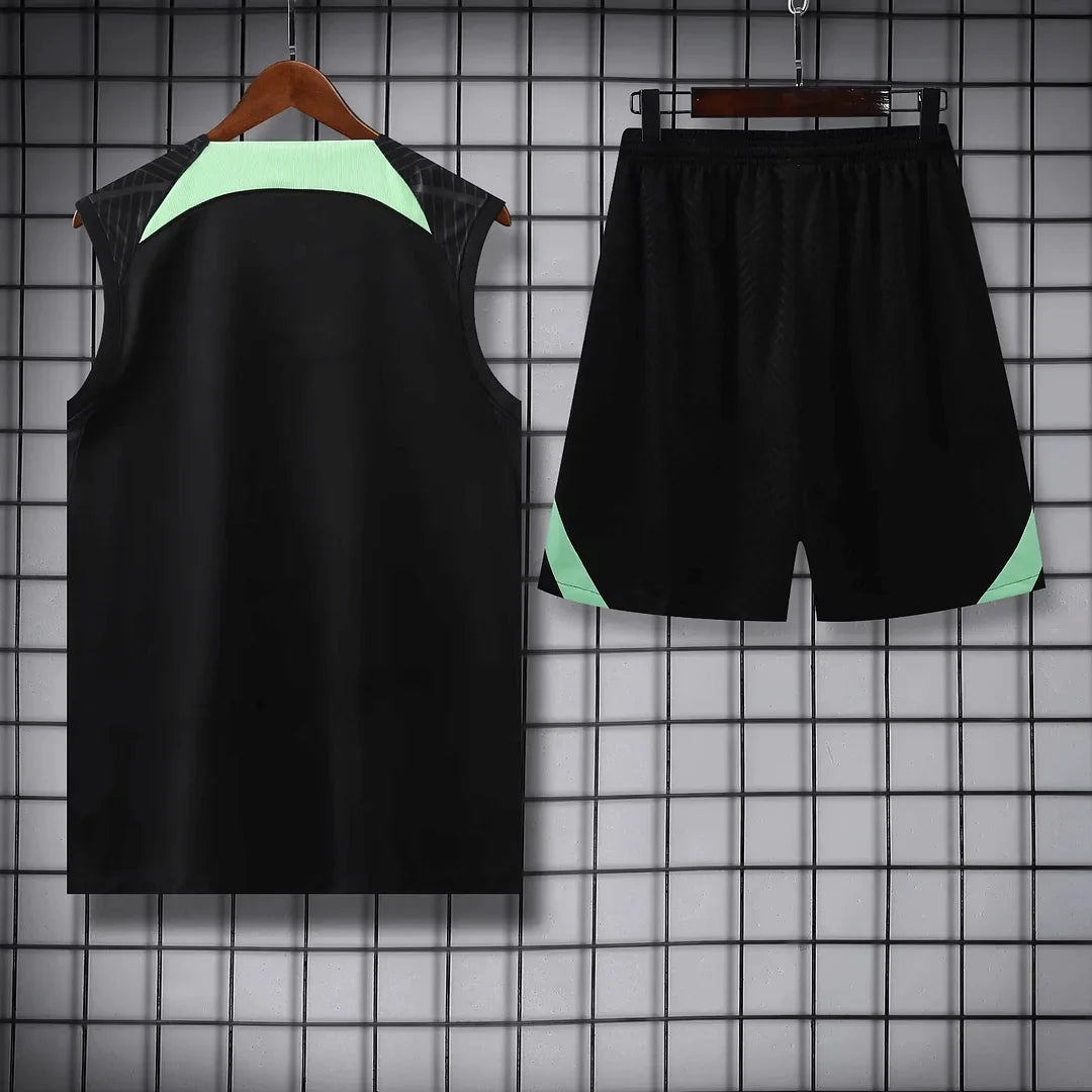 2023/2024 Liverpool pre-match training Black Jersey+Shorts