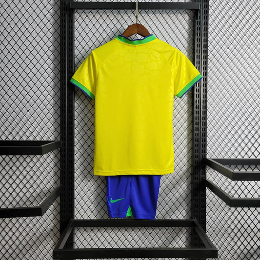 2022 World Cup Brazil Kids Size Home Football Shirt Kids Size