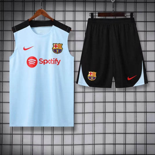 2024/2025 Barcelona Pre-match Training White Jersey+Shorts