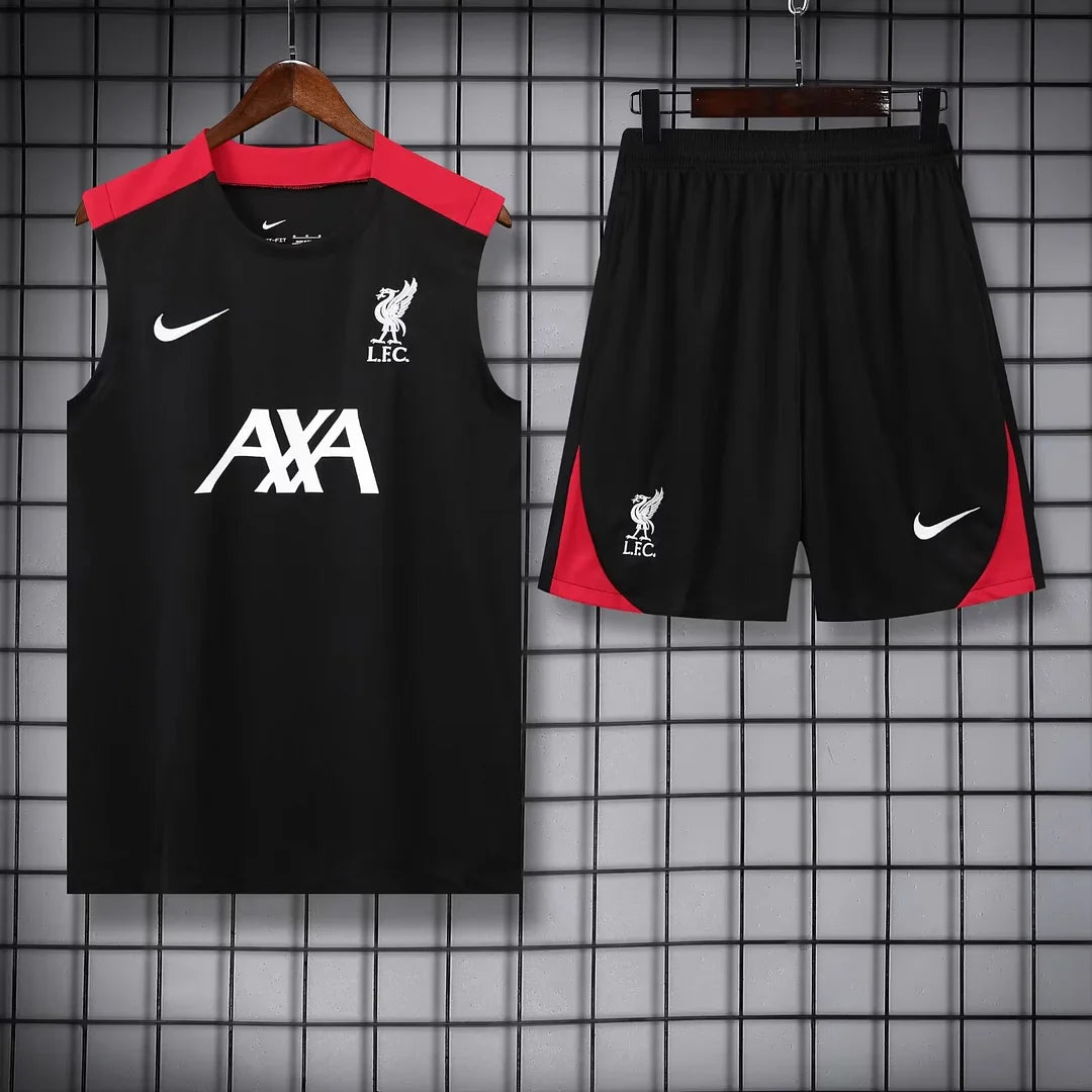 2024/2025 Liverpool Pre-match Training Black Jersey+Shorts