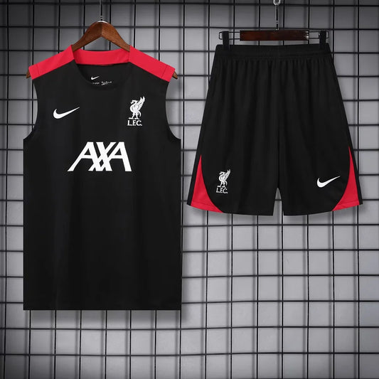 2024/2025 Liverpool Pre-match Training Black Jersey+Shorts