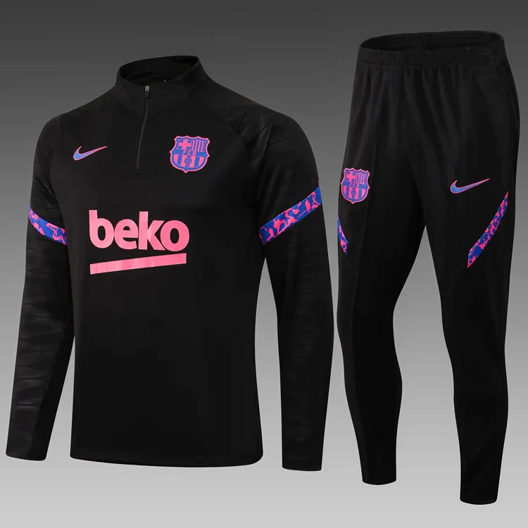 2021/2022 Barcelona Half-Pull Black Tracksuit